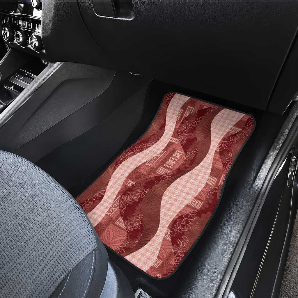 Polynesian Tribal Pattern Patchwork Picturesque Car Mats Crimson
