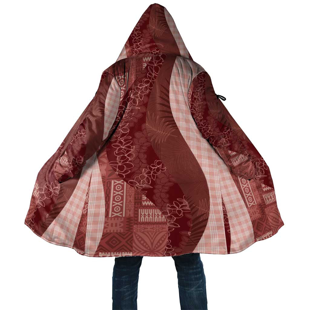Polynesian Tribal Pattern Patchwork Picturesque Cloak Crimson