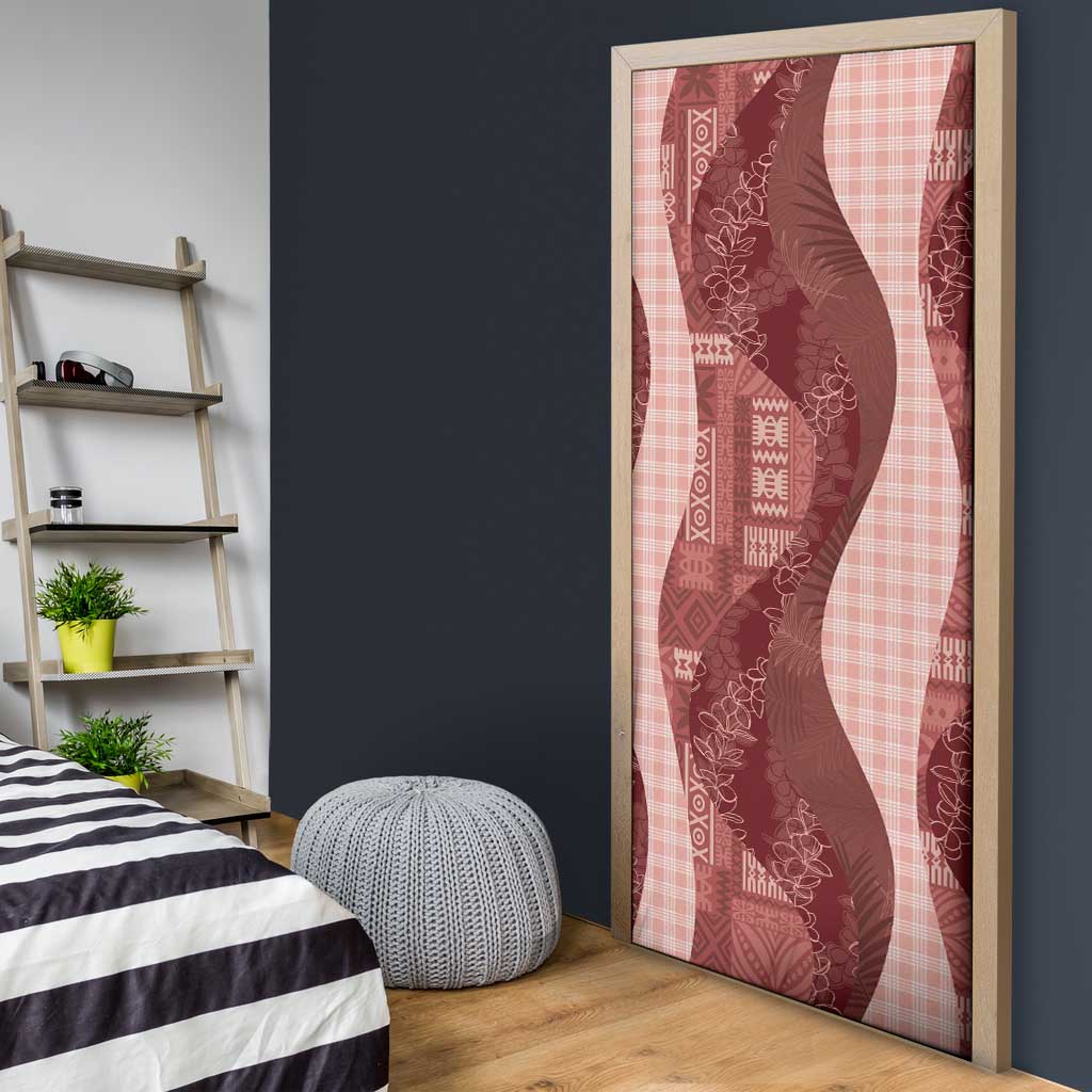 Polynesian Tribal Pattern Patchwork Picturesque Door Cover Crimson