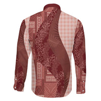 Polynesian Tribal Pattern Patchwork Picturesque Family Matching Long Sleeve Bodycon Dress and Hawaiian Shirt Crimson LT7 - Polynesian Pride