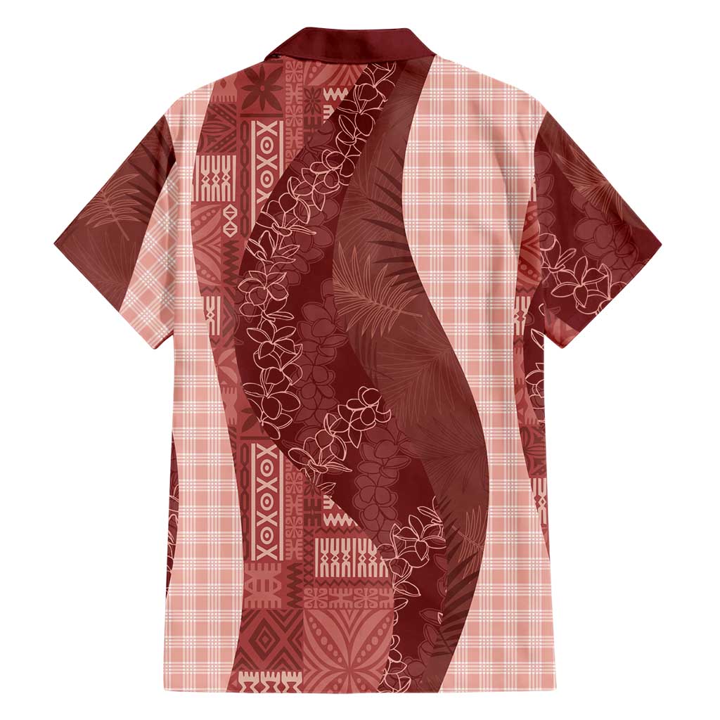 Polynesian Tribal Pattern Patchwork Picturesque Family Matching Summer Maxi Dress and Hawaiian Shirt Crimson
