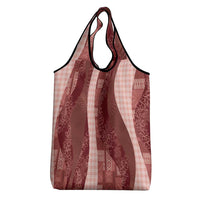 Polynesian Tribal Pattern Patchwork Picturesque Grocery Bag Crimson