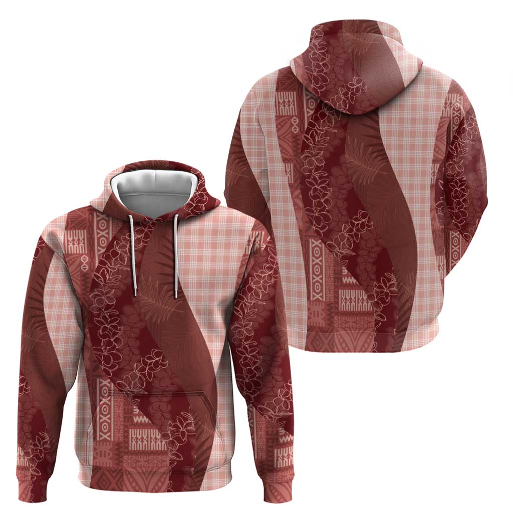 Polynesian Tribal Pattern Patchwork Picturesque Hoodie Crimson