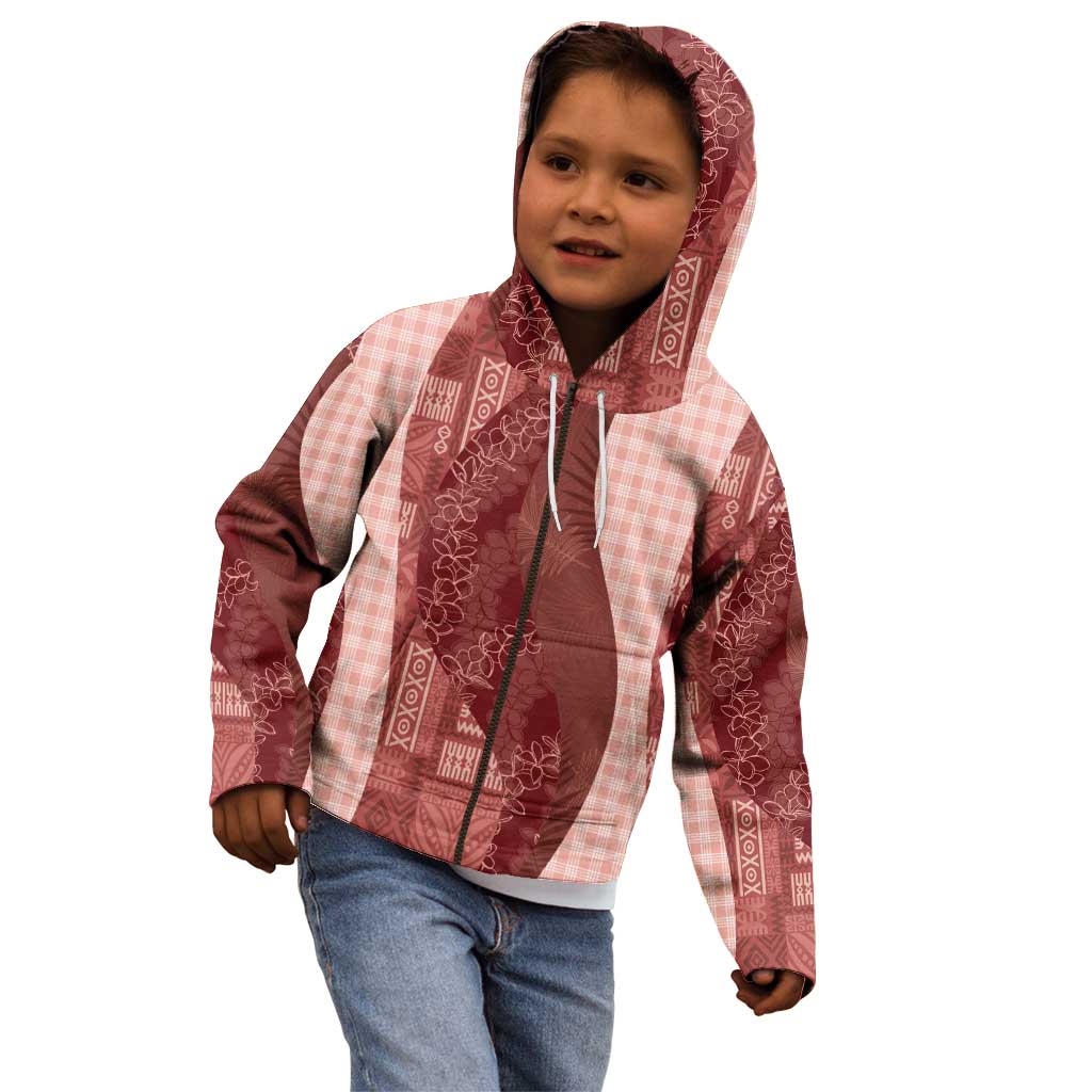 Polynesian Tribal Pattern Patchwork Picturesque Kid Hoodie Crimson