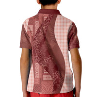 Polynesian Tribal Pattern Patchwork Picturesque Kid Polo Shirt Crimson