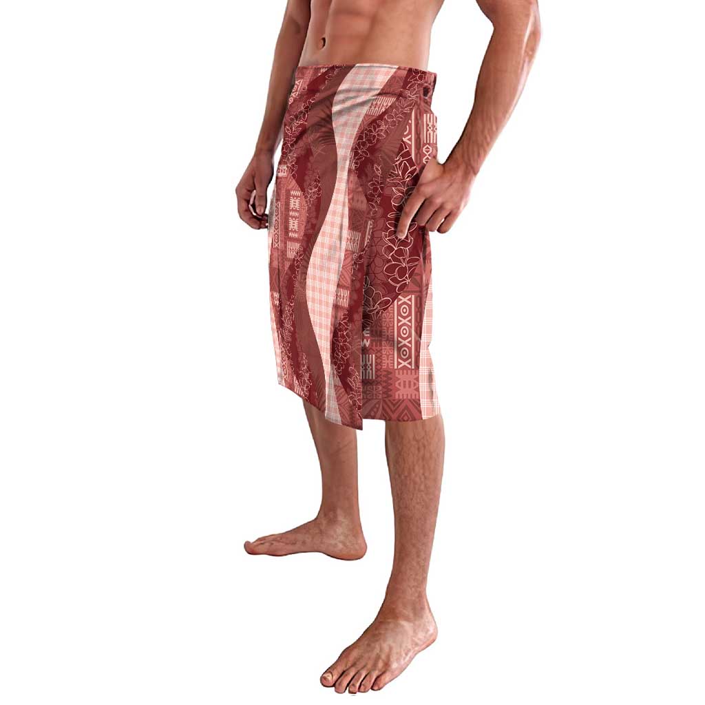 Polynesian Tribal Pattern Patchwork Picturesque Lavalava Crimson