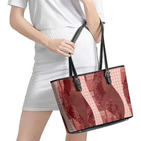 Polynesian Tribal Pattern Patchwork Picturesque Leather Tote Bag Crimson