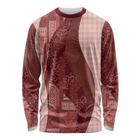 Polynesian Tribal Pattern Patchwork Picturesque Long Sleeve Shirt Crimson