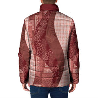Polynesian Tribal Pattern Patchwork Picturesque Padded Jacket Crimson