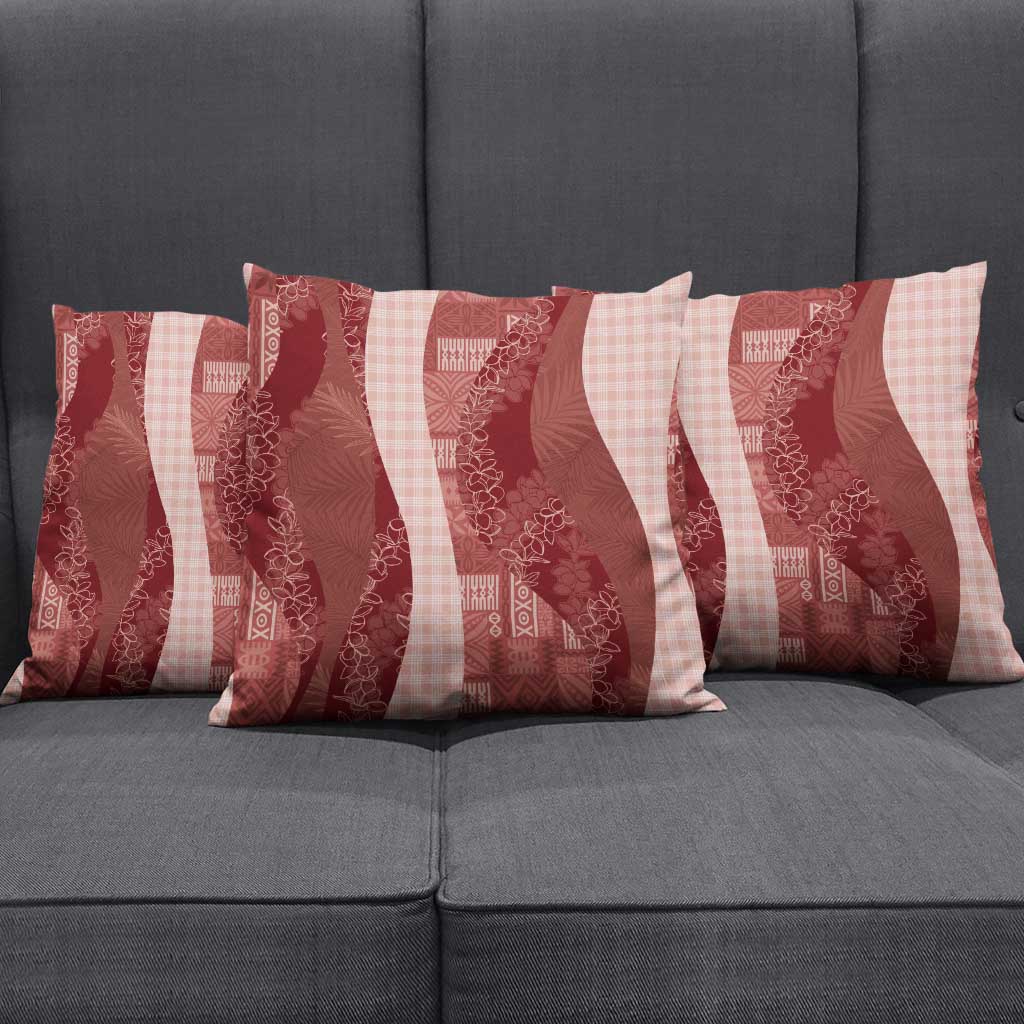 Polynesian Tribal Pattern Patchwork Picturesque Pillow Cover Crimson