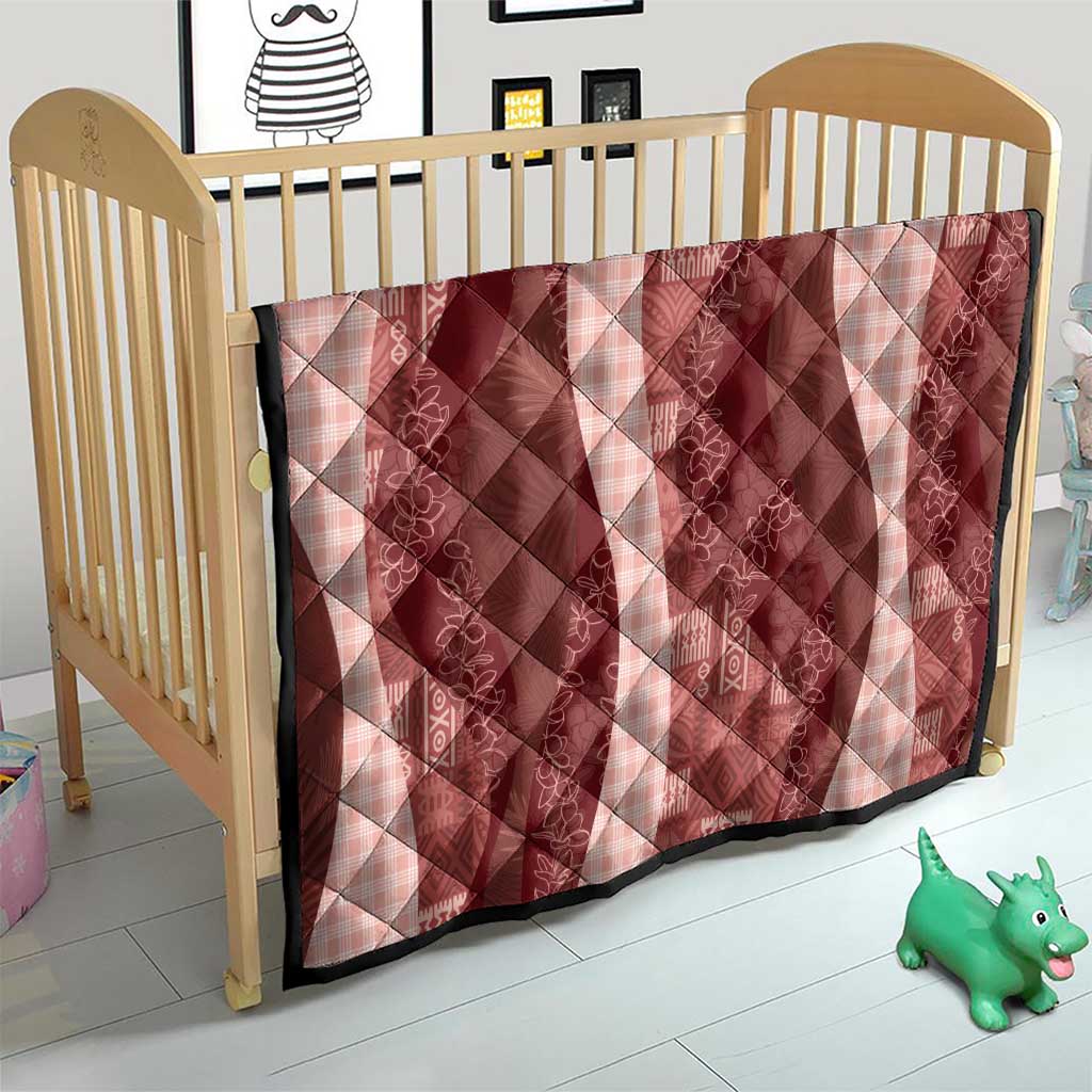 Polynesian Tribal Pattern Patchwork Picturesque Quilt Crimson