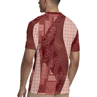 Polynesian Tribal Pattern Patchwork Picturesque Rugby Jersey Crimson