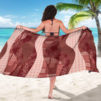 Polynesian Tribal Pattern Patchwork Picturesque Sarong Crimson