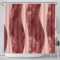 Polynesian Tribal Pattern Patchwork Picturesque Shower Curtain Crimson