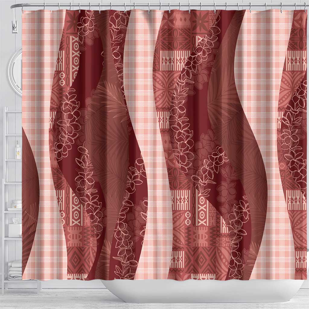 Polynesian Tribal Pattern Patchwork Picturesque Shower Curtain Crimson
