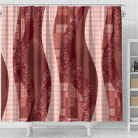 Polynesian Tribal Pattern Patchwork Picturesque Shower Curtain Crimson