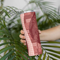 Polynesian Tribal Pattern Patchwork Picturesque Skinny Tumbler Crimson