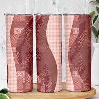 Polynesian Tribal Pattern Patchwork Picturesque Skinny Tumbler Crimson