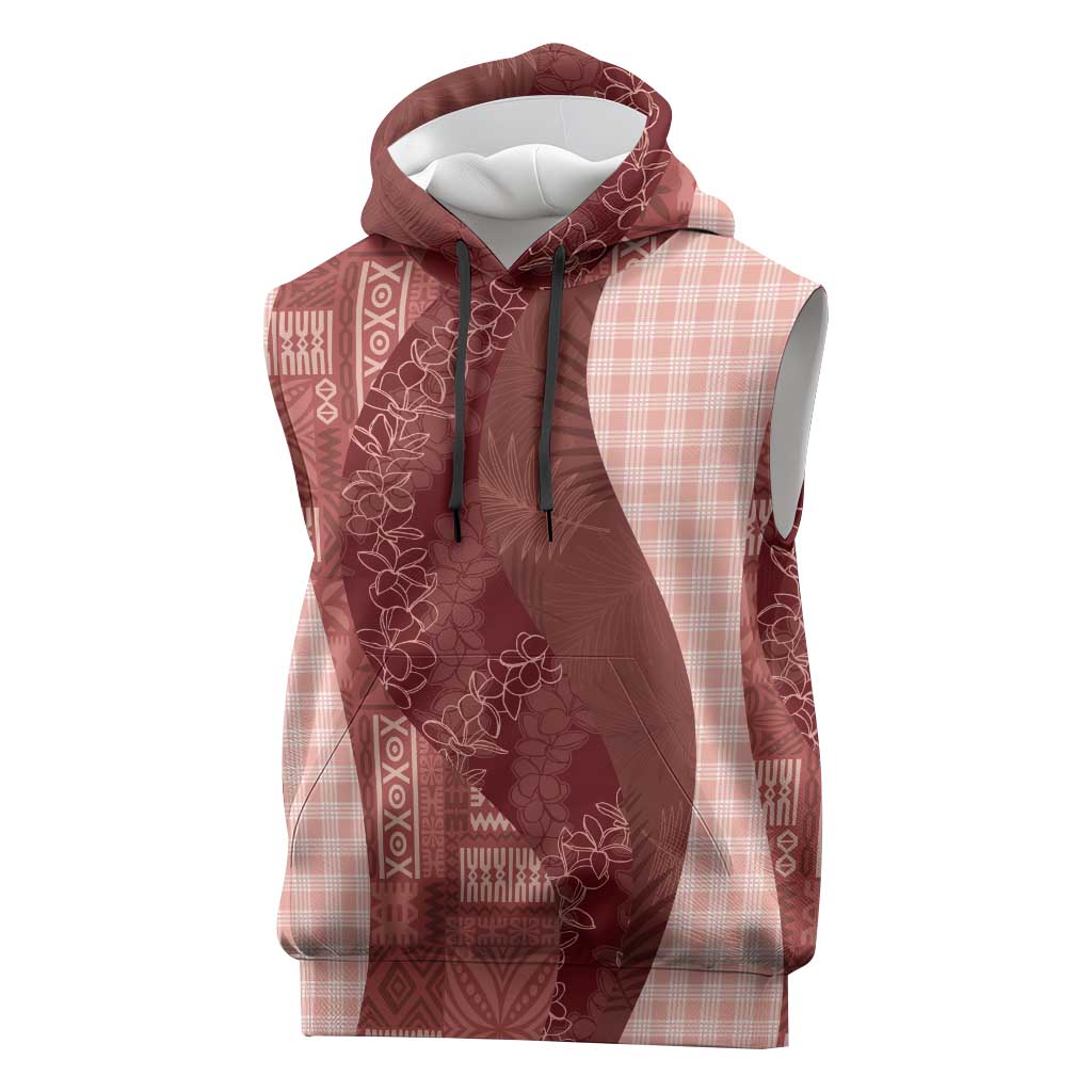 Polynesian Tribal Pattern Patchwork Picturesque Sleeveless Hoodie Crimson LT7 Crimson - Polynesian Pride