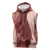 Polynesian Tribal Pattern Patchwork Picturesque Sleeveless Hoodie Crimson LT7 Crimson - Polynesian Pride