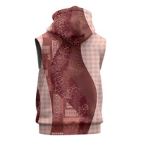 Polynesian Tribal Pattern Patchwork Picturesque Sleeveless Hoodie Crimson LT7 - Polynesian Pride