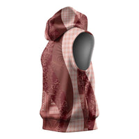 Polynesian Tribal Pattern Patchwork Picturesque Sleeveless Hoodie Crimson LT7 - Polynesian Pride