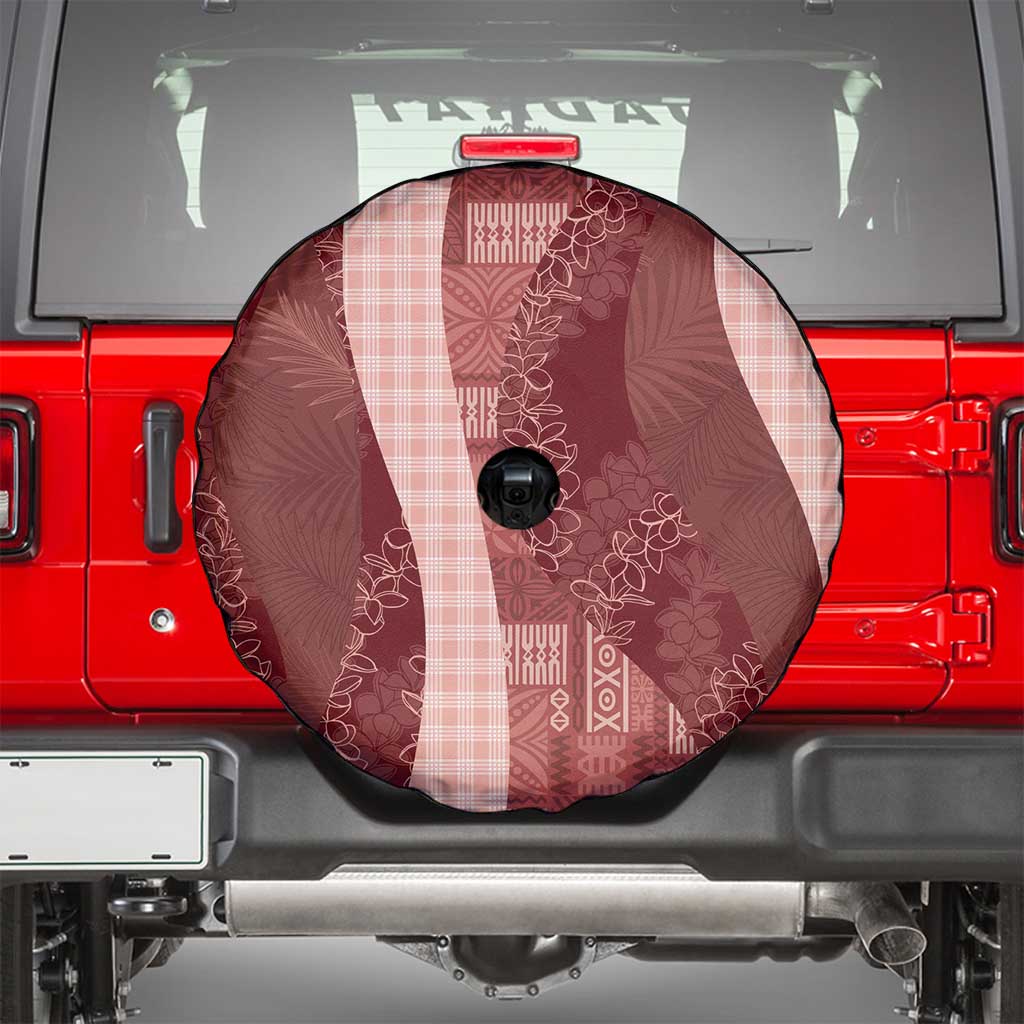 Polynesian Tribal Pattern Patchwork Picturesque Spare Tire Cover Crimson