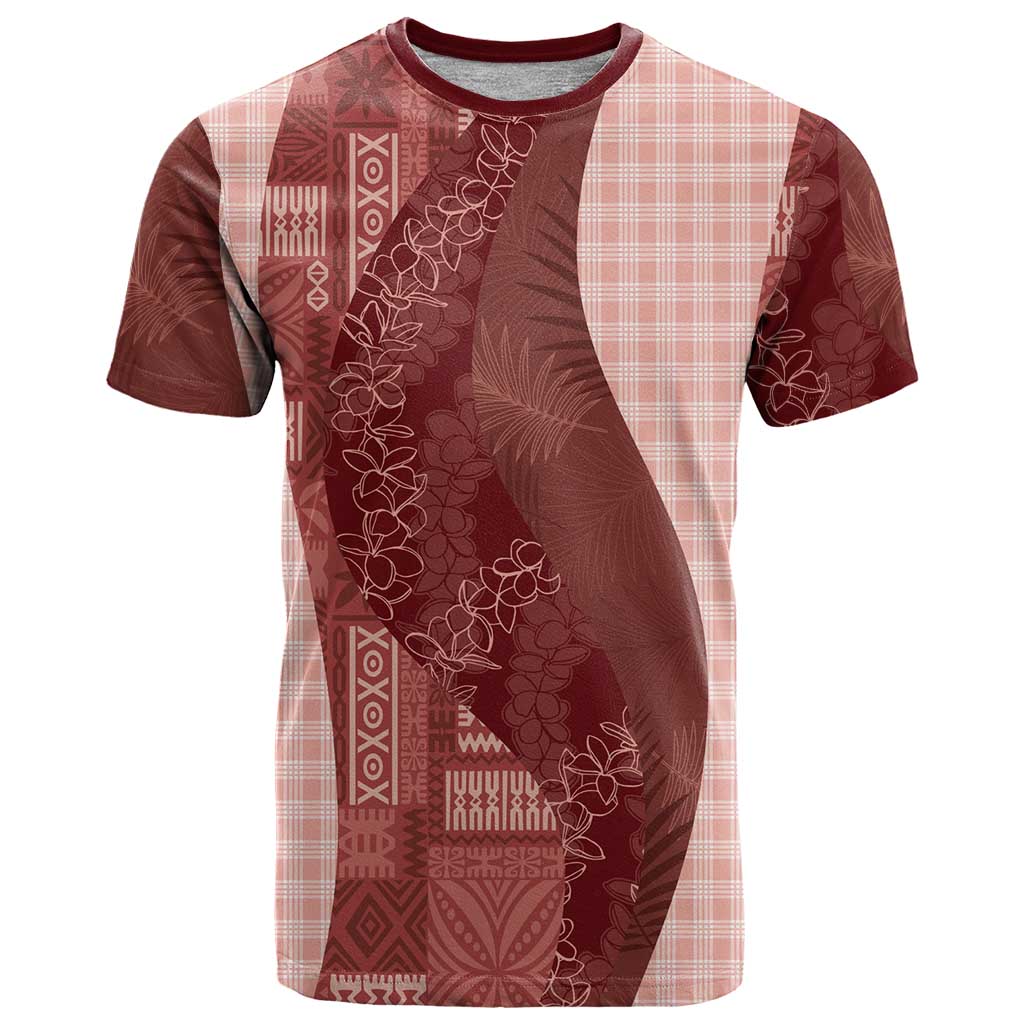 Polynesian Tribal Pattern Patchwork Picturesque T Shirt Crimson