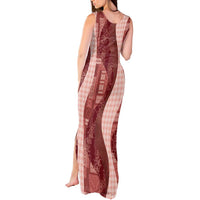 Polynesian Tribal Pattern Patchwork Picturesque Tank Maxi Dress Crimson