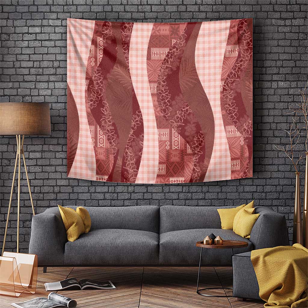 Polynesian Tribal Pattern Patchwork Picturesque Tapestry Crimson