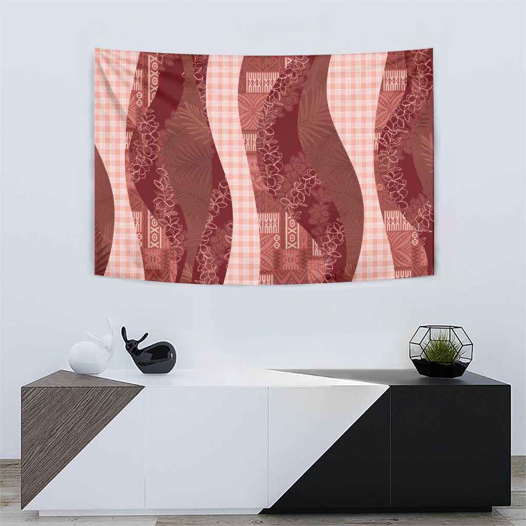 Polynesian Tribal Pattern Patchwork Picturesque Tapestry Crimson