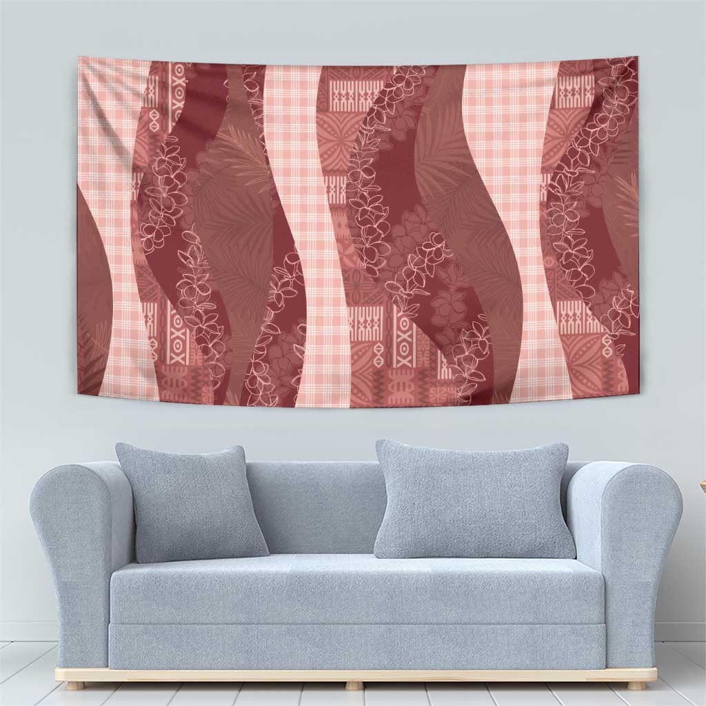 Polynesian Tribal Pattern Patchwork Picturesque Tapestry Crimson