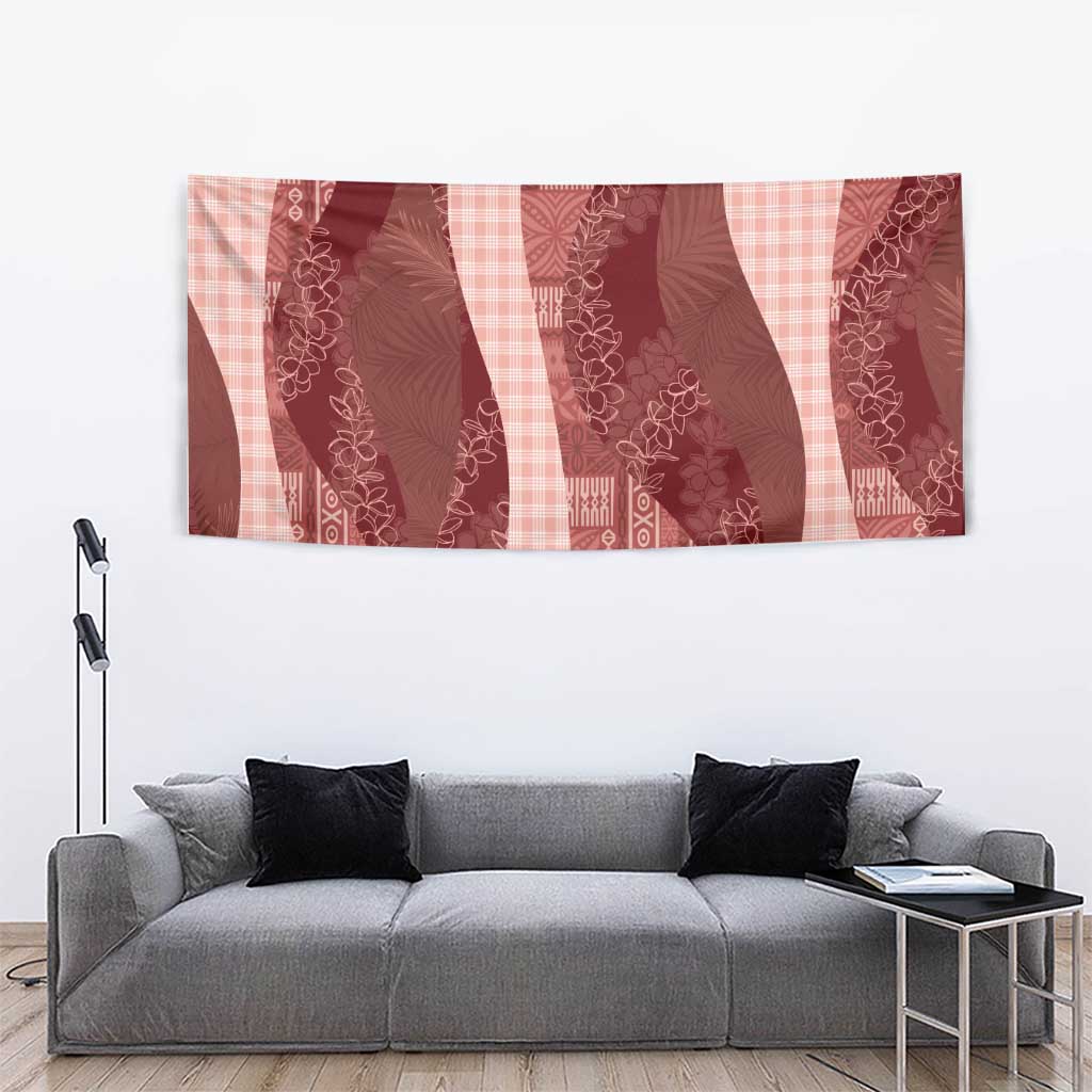 Polynesian Tribal Pattern Patchwork Picturesque Tapestry Crimson