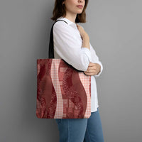 Polynesian Tribal Pattern Patchwork Picturesque Tote Bag Crimson