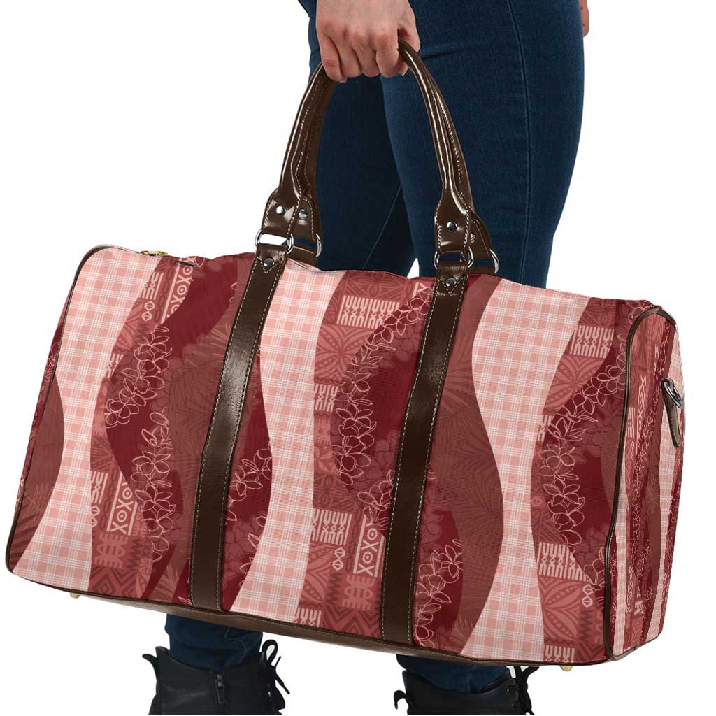 Polynesian Tribal Pattern Patchwork Picturesque Travel Bag Crimson