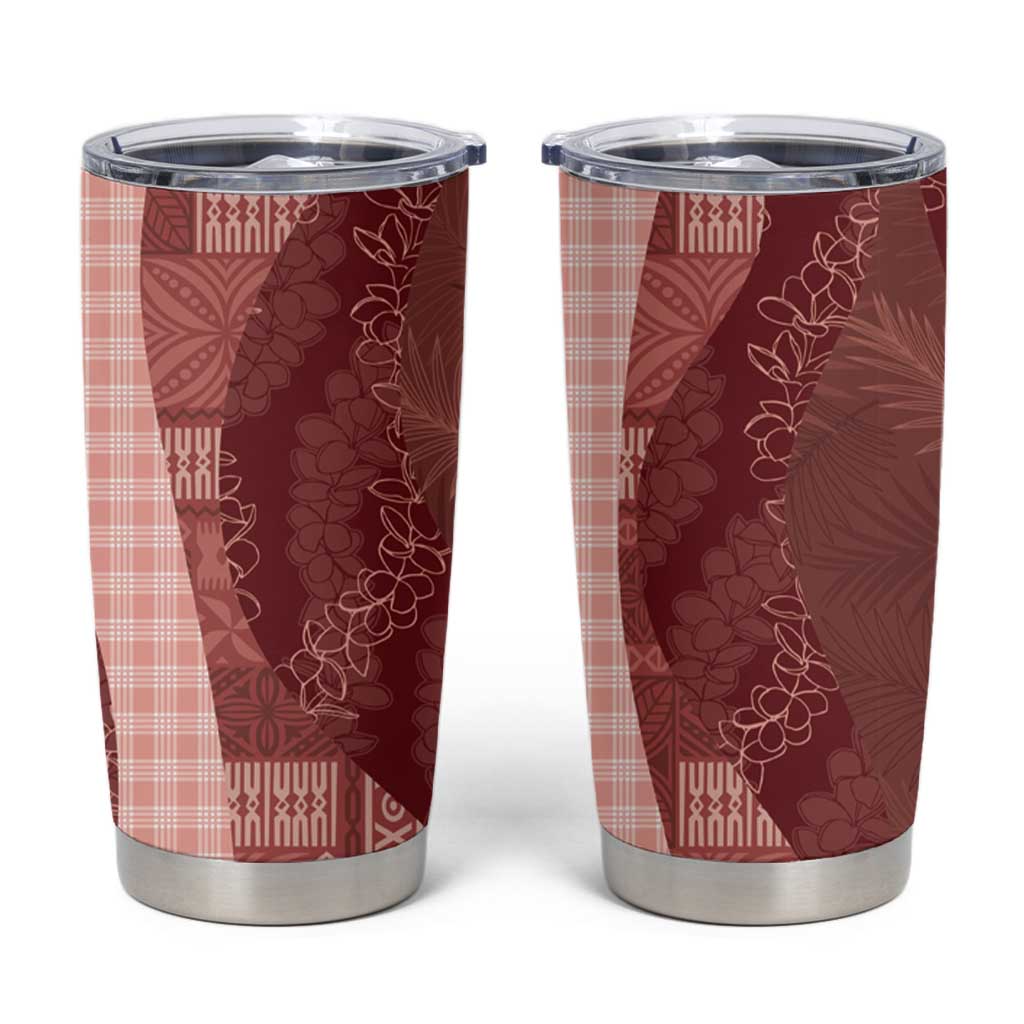 Polynesian Tribal Pattern Patchwork Picturesque Tumbler Cup Crimson