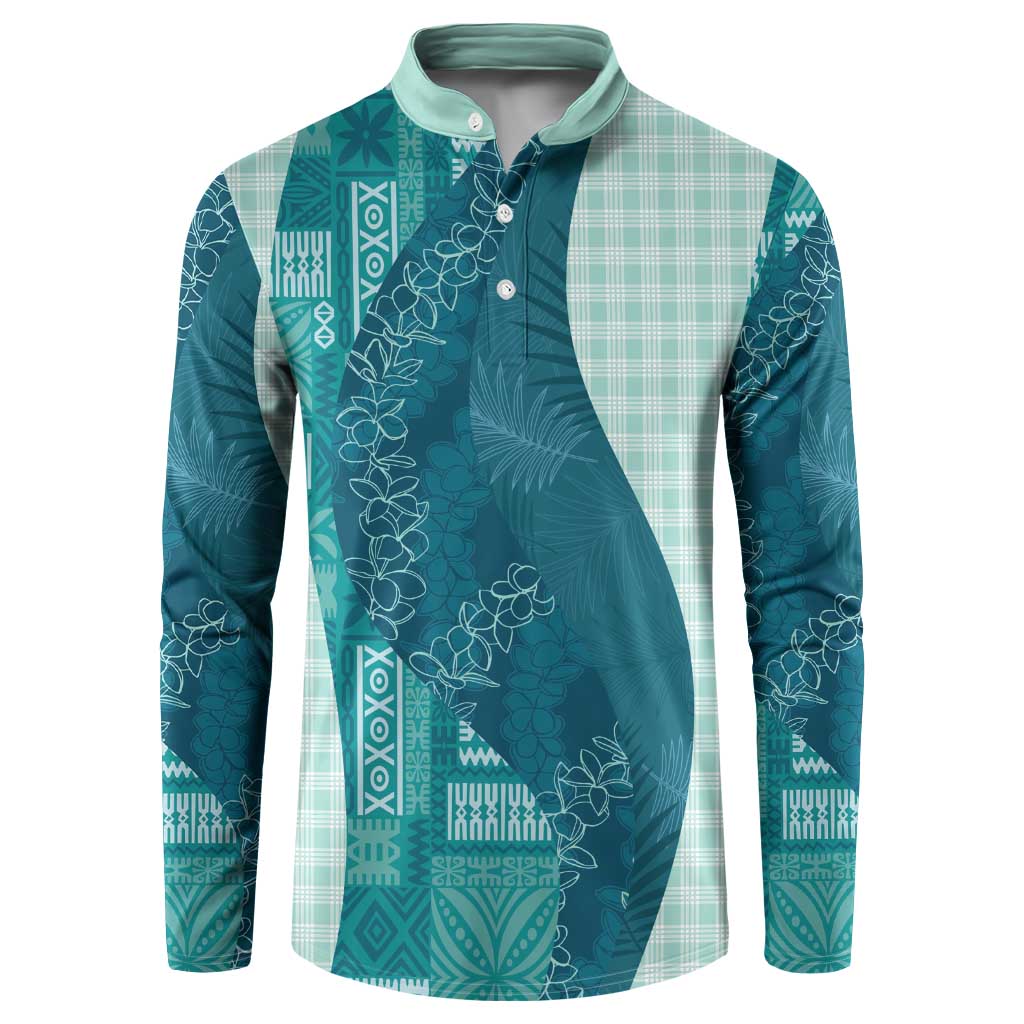 Polynesian Tribal Pattern Patchwork Picturesque Button Sweatshirt Oceanic