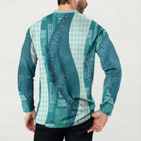 Polynesian Tribal Pattern Patchwork Picturesque Button Sweatshirt Oceanic