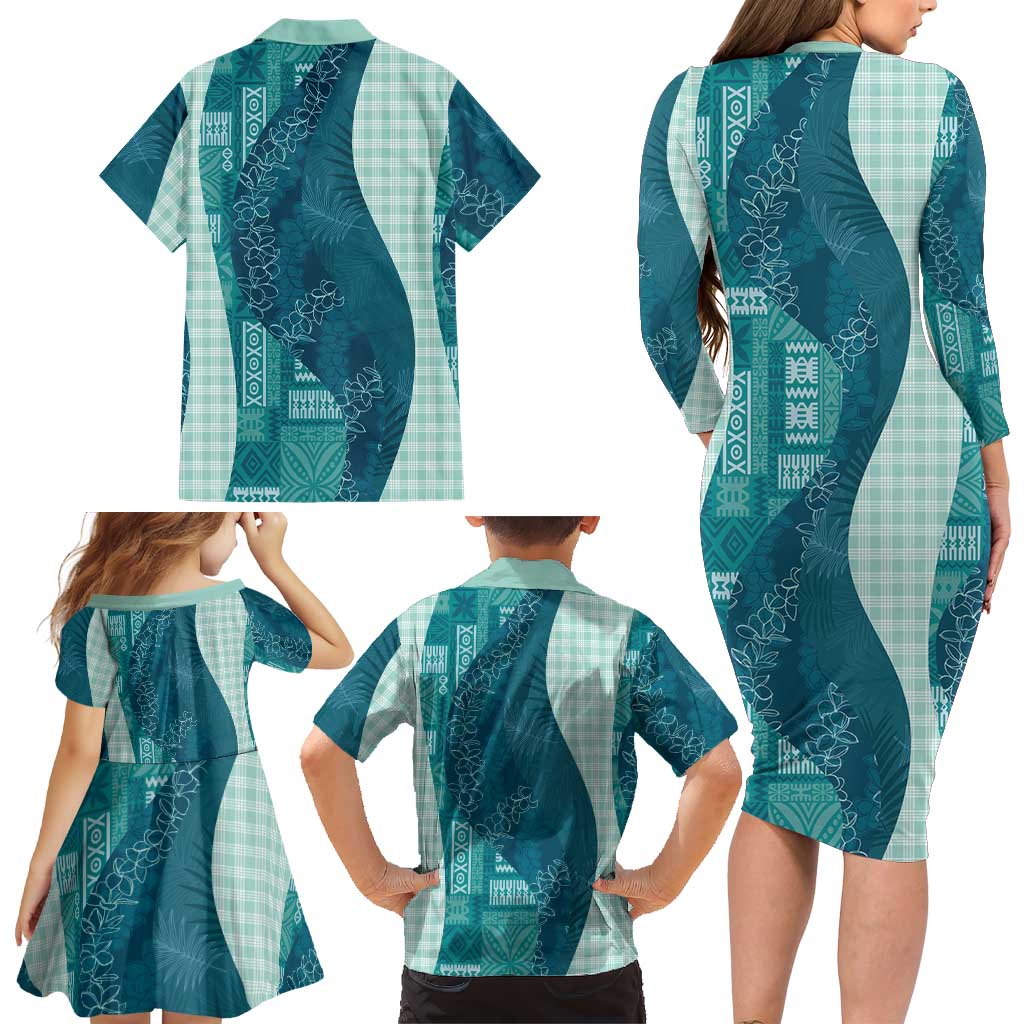Polynesian Tribal Pattern Patchwork Picturesque Family Matching Long Sleeve Bodycon Dress and Hawaiian Shirt Oceanic LT7 - Polynesian Pride