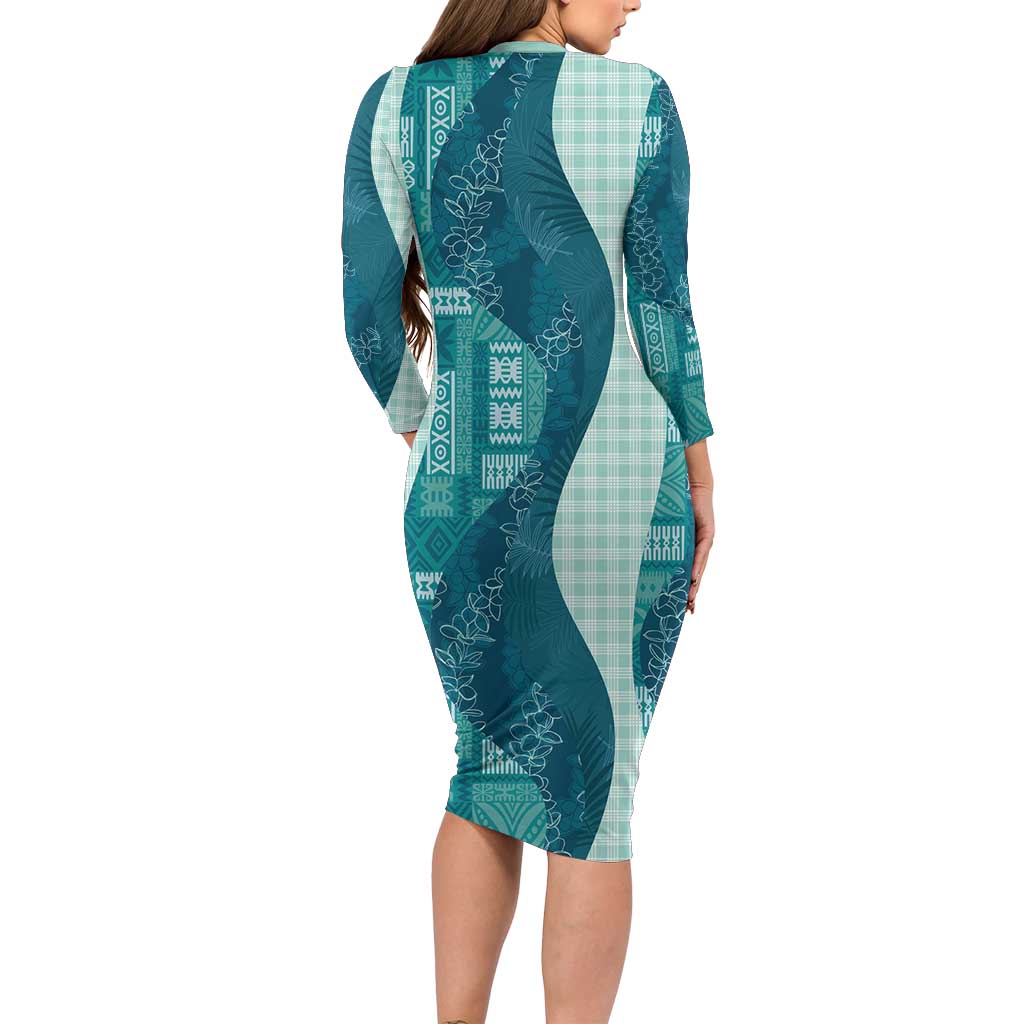 Polynesian Tribal Pattern Patchwork Picturesque Family Matching Long Sleeve Bodycon Dress and Hawaiian Shirt Oceanic LT7 - Polynesian Pride