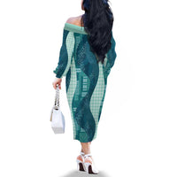 Polynesian Tribal Pattern Patchwork Picturesque Family Matching Off The Shoulder Long Sleeve Dress and Hawaiian Shirt Oceanic LT7 - Polynesian Pride