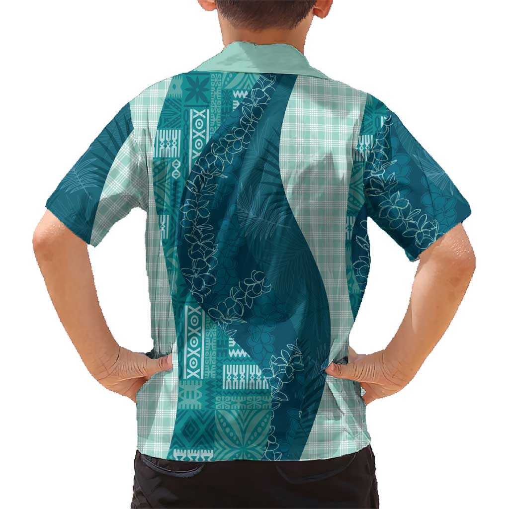 Polynesian Tribal Pattern Patchwork Picturesque Family Matching Off Shoulder Short Dress and Hawaiian Shirt Oceanic