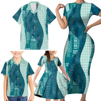 Polynesian Tribal Pattern Patchwork Picturesque Family Matching Short Sleeve Bodycon Dress and Hawaiian Shirt Oceanic LT7 - Polynesian Pride