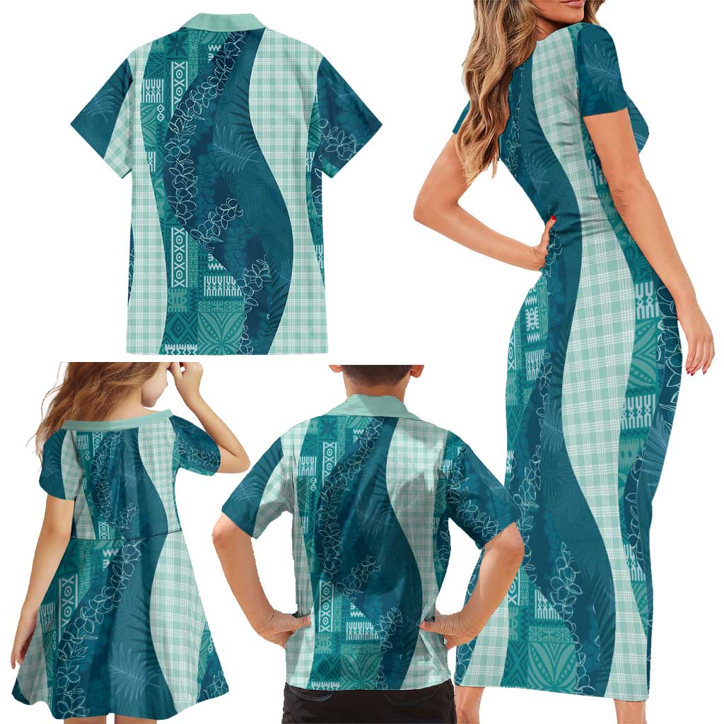 Polynesian Tribal Pattern Patchwork Picturesque Family Matching Short Sleeve Bodycon Dress and Hawaiian Shirt Oceanic LT7 - Polynesian Pride