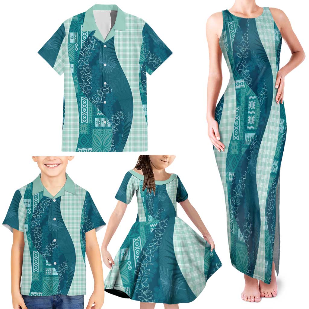 Polynesian Tribal Pattern Patchwork Picturesque Family Matching Tank Maxi Dress and Hawaiian Shirt Oceanic