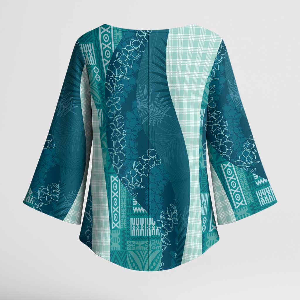 Polynesian Tribal Pattern Patchwork Picturesque Kimono Sleeve Blouse Oceanic