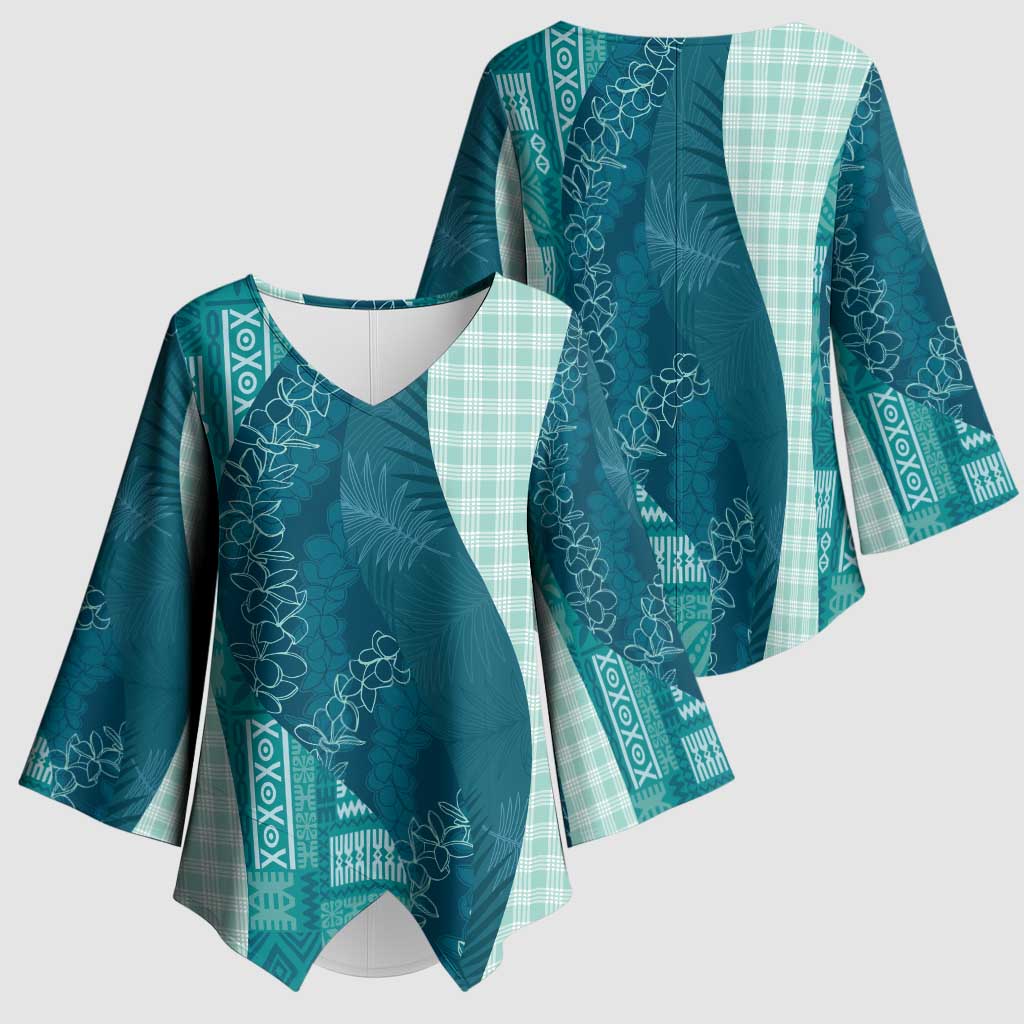 Polynesian Tribal Pattern Patchwork Picturesque Kimono Sleeve Blouse Oceanic