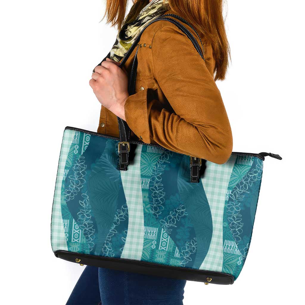 Polynesian Tribal Pattern Patchwork Picturesque Leather Tote Bag Oceanic