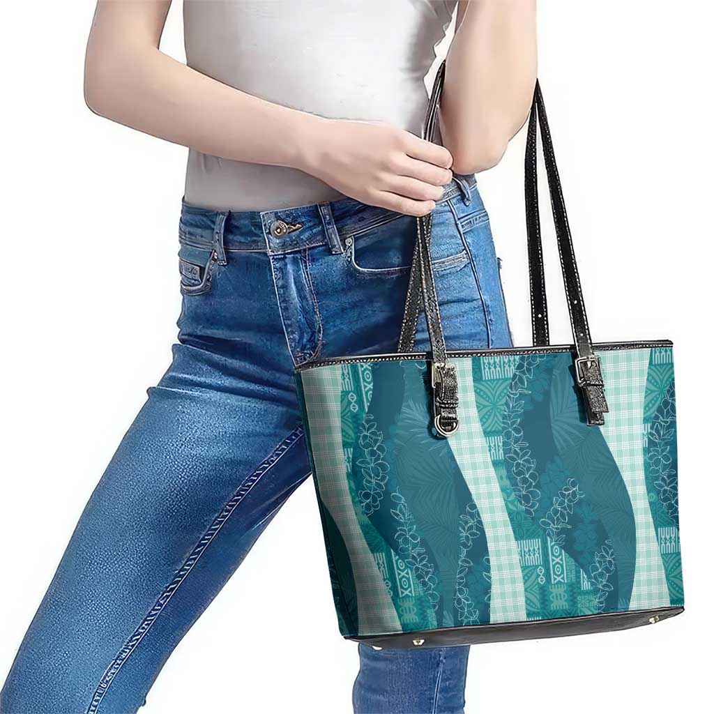 Polynesian Tribal Pattern Patchwork Picturesque Leather Tote Bag Oceanic