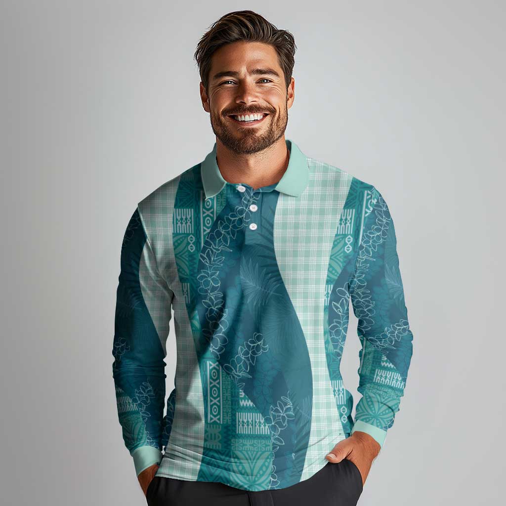 Polynesian Tribal Pattern Patchwork Picturesque Long Sleeve Polo Shirt Oceanic LT7 - Polynesian Pride